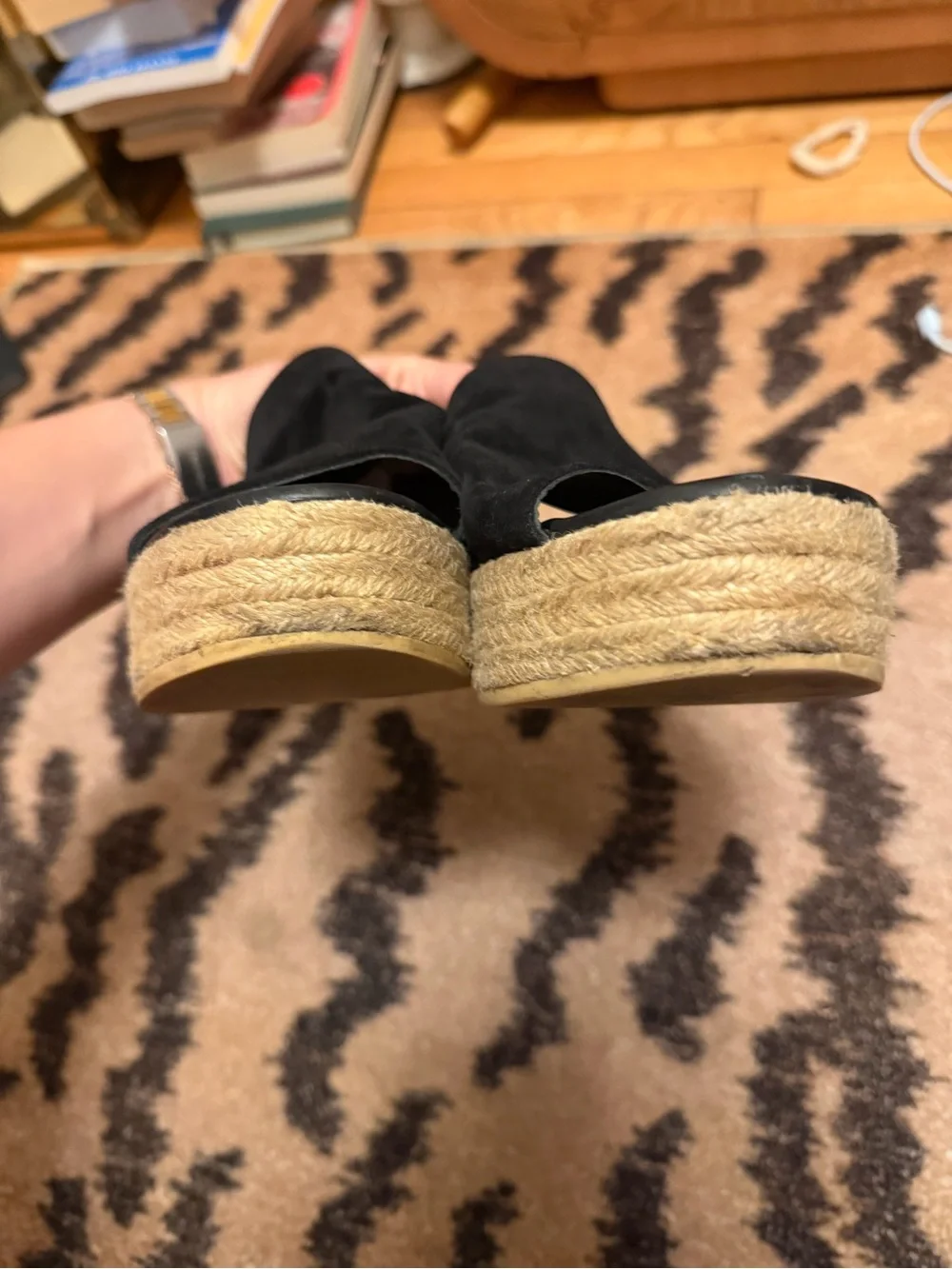 Vince Black Suede Solana Slide Espadrille Platform Sandal - Women